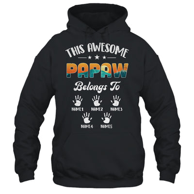 Personalized This Awesome Papaw Belongs To Custom Kids Name Vintage Fathers Day Birthday Christmas Shirt & Hoodie | teecentury