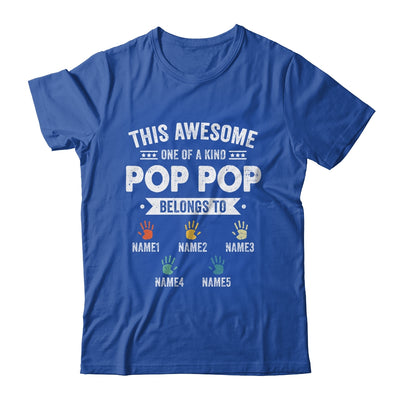 Personalized This Awesome Pop Pop Belongs To Custom Grandkids Name Color Hand Fathers Day Birthday Christmas Shirt & Hoodie | teecentury