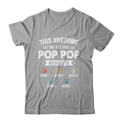 Personalized This Awesome Pop Pop Belongs To Custom Grandkids Name Color Hand Fathers Day Birthday Christmas Shirt & Hoodie | teecentury