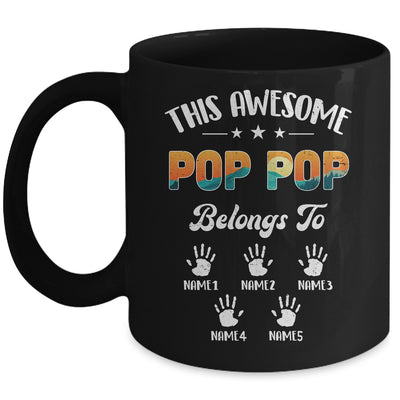 Personalized This Awesome Pop Pop Belongs To Custom Kids Name Vintage Fathers Day Birthday Christmas Mug | teecentury