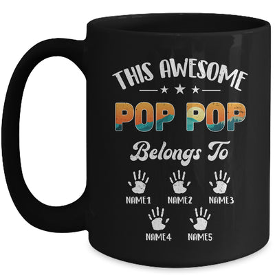 Personalized This Awesome Pop Pop Belongs To Custom Kids Name Vintage Fathers Day Birthday Christmas Mug | teecentury