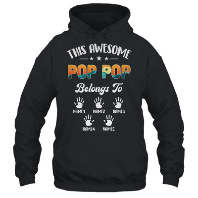 Personalized This Awesome Pop Pop Belongs To Custom Kids Name Vintage Fathers Day Birthday Christmas Shirt & Hoodie | teecentury