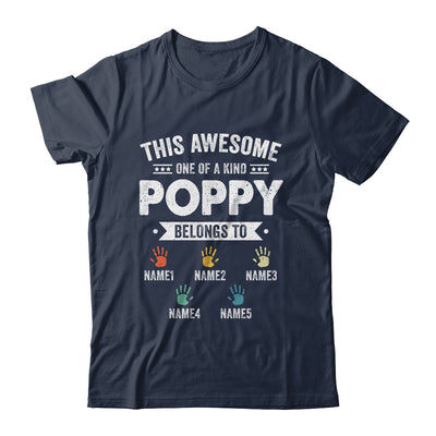 Personalized This Awesome Poppy Belongs To Custom Grandkids Name Color Hand Fathers Day Birthday Christmas Shirt & Hoodie | teecentury