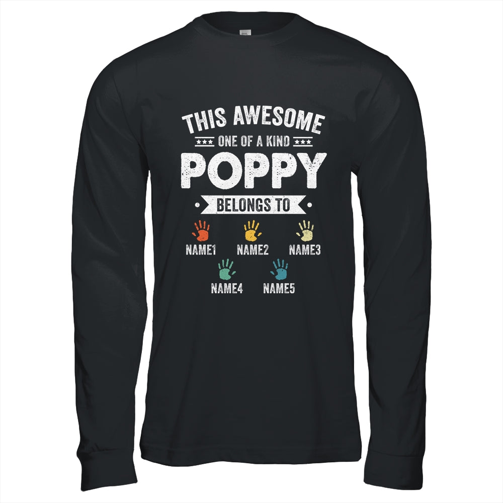 Personalized This Awesome Poppy Belongs To Custom Grandkids Name Color Hand Fathers Day Birthday Christmas Shirt & Hoodie | teecentury