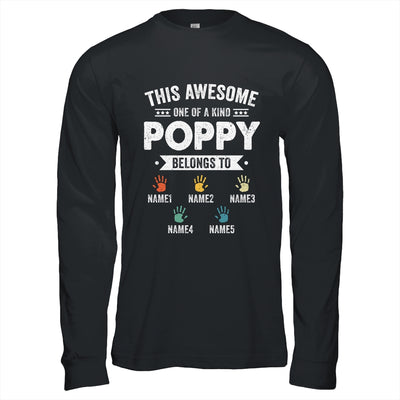 Personalized This Awesome Poppy Belongs To Custom Grandkids Name Color Hand Fathers Day Birthday Christmas Shirt & Hoodie | teecentury