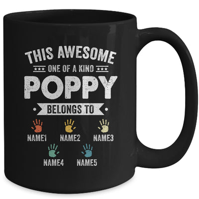 Personalized This Awesome Poppy Belongs To Custom Grandkids Name Color Hand Fathers Day Birthday Christmas Mug | teecentury