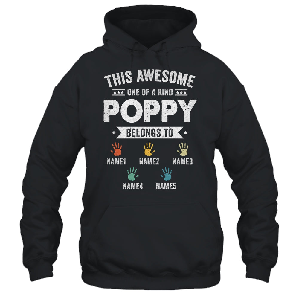 Personalized This Awesome Poppy Belongs To Custom Grandkids Name Color Hand Fathers Day Birthday Christmas Shirt & Hoodie | teecentury