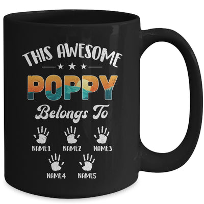 Personalized This Awesome Poppy Belongs To Custom Kids Name Vintage Fathers Day Birthday Christmas Mug | teecentury