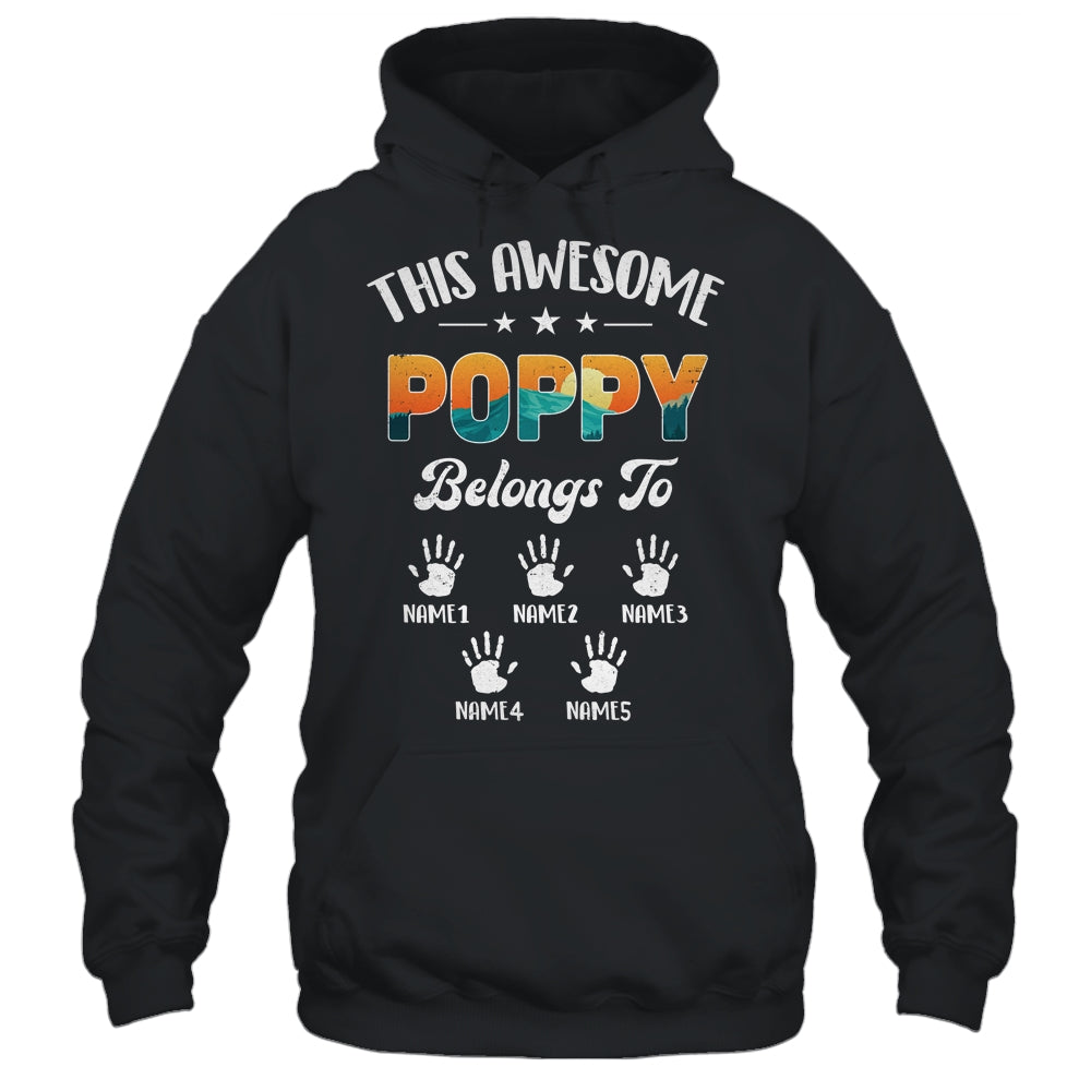 Personalized This Awesome Poppy Belongs To Custom Kids Name Vintage Fathers Day Birthday Christmas Shirt & Hoodie | teecentury