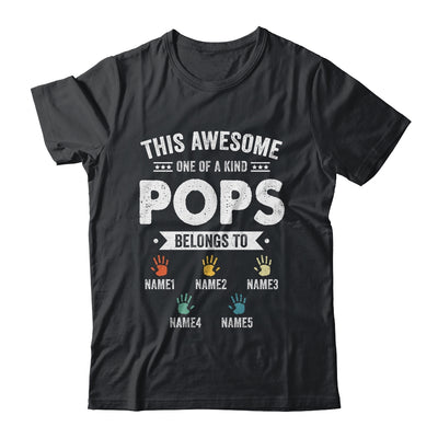 Personalized This Awesome Pops Belongs To Custom Grandkids Name Color Hand Fathers Day Birthday Christmas Shirt & Hoodie | teecentury