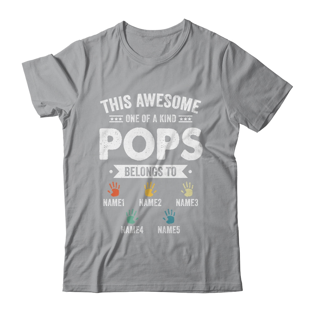 Personalized This Awesome Pops Belongs To Custom Grandkids Name Color Hand Fathers Day Birthday Christmas Shirt & Hoodie | teecentury