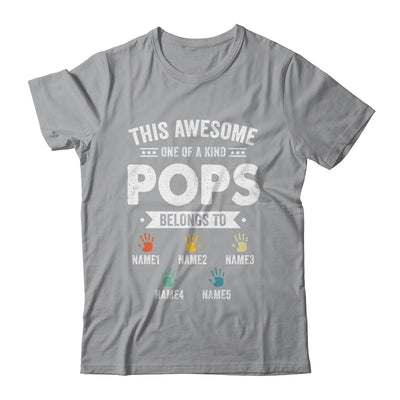 Personalized This Awesome Pops Belongs To Custom Grandkids Name Color Hand Fathers Day Birthday Christmas Shirt & Hoodie | teecentury