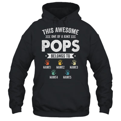 Personalized This Awesome Pops Belongs To Custom Grandkids Name Color Hand Fathers Day Birthday Christmas Shirt & Hoodie | teecentury