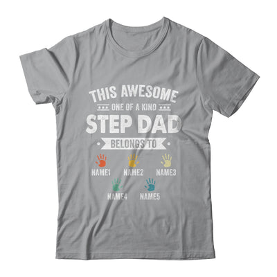 Personalized This Awesome Stepdad Belongs To Custom Kids Name Color Hand Fathers Day Birthday Christmas Shirt & Hoodie | teecentury