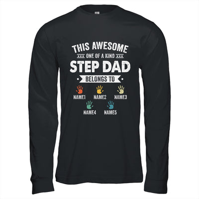 Personalized This Awesome Stepdad Belongs To Custom Kids Name Color Hand Fathers Day Birthday Christmas Shirt & Hoodie | teecentury