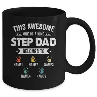 Personalized This Awesome Stepdad Belongs To Custom Kids Name Color Hand Fathers Day Birthday Christmas Mug | teecentury