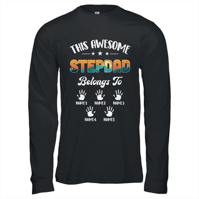 Personalized This Awesome Stepdad Belongs To Custom Kids Name Vintage Fathers Day Birthday Christmas Shirt & Hoodie | teecentury