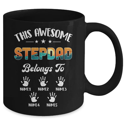 Personalized This Awesome Stepdad Belongs To Custom Kids Name Vintage Fathers Day Birthday Christmas Mug | teecentury