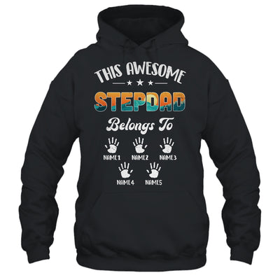 Personalized This Awesome Stepdad Belongs To Custom Kids Name Vintage Fathers Day Birthday Christmas Shirt & Hoodie | teecentury