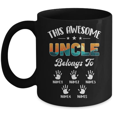 Personalized This Awesome Uncle Belongs To Custom Kids Name Vintage Fathers Day Birthday Christmas Mug | teecentury