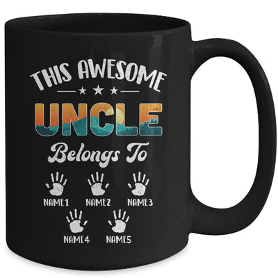 Personalized This Awesome Uncle Belongs To Custom Kids Name Vintage Fathers Day Birthday Christmas Mug | teecentury