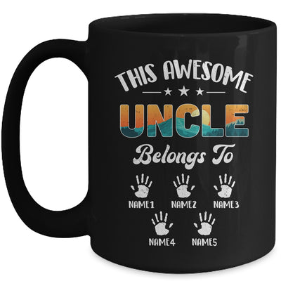 Personalized This Awesome Uncle Belongs To Custom Kids Name Vintage Fathers Day Birthday Christmas Mug | teecentury