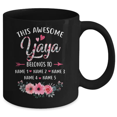 Personalized This Awesome Yaya Belongs To Custom Kids Name Floral Yaya Mothers Day Birthday Christmas Mug | teecentury