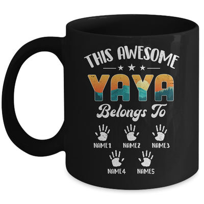 Personalized This Awesome Yaya Belongs To Custom Kids Name Vintage Mothers Day Birthday Christmas Mug | teecentury