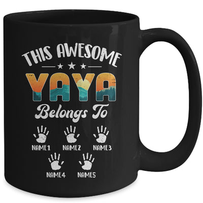 Personalized This Awesome Yaya Belongs To Custom Kids Name Vintage Mothers Day Birthday Christmas Mug | teecentury