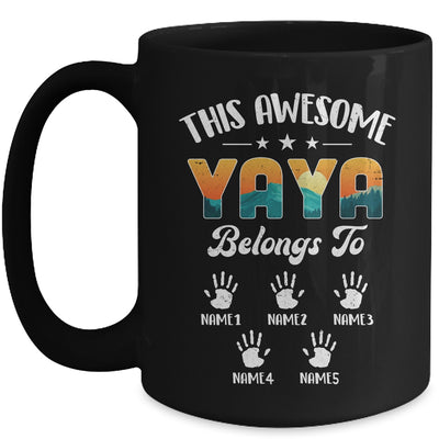 Personalized This Awesome Yaya Belongs To Custom Kids Name Vintage Mothers Day Birthday Christmas Mug | teecentury