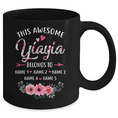 Personalized This Awesome Yiayia Belongs To Custom Kids Name Floral Yiayia Mothers Day Birthday Christmas Mug | teecentury