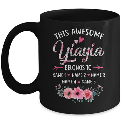 Personalized This Awesome Yiayia Belongs To Custom Kids Name Floral Yiayia Mothers Day Birthday Christmas Mug | teecentury