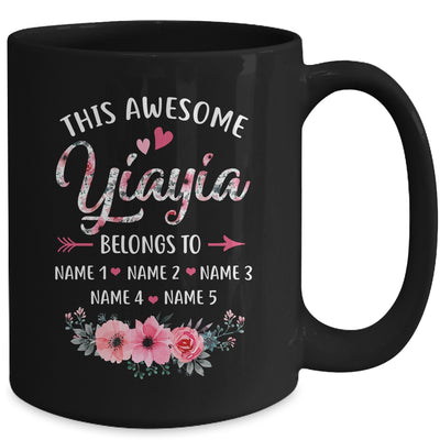 Personalized This Awesome Yiayia Belongs To Custom Kids Name Floral Yiayia Mothers Day Birthday Christmas Mug | teecentury