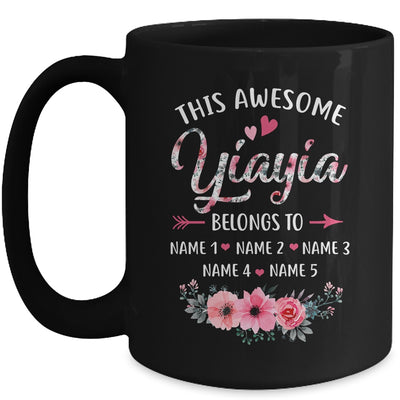 Personalized This Awesome Yiayia Belongs To Custom Kids Name Floral Yiayia Mothers Day Birthday Christmas Mug | teecentury