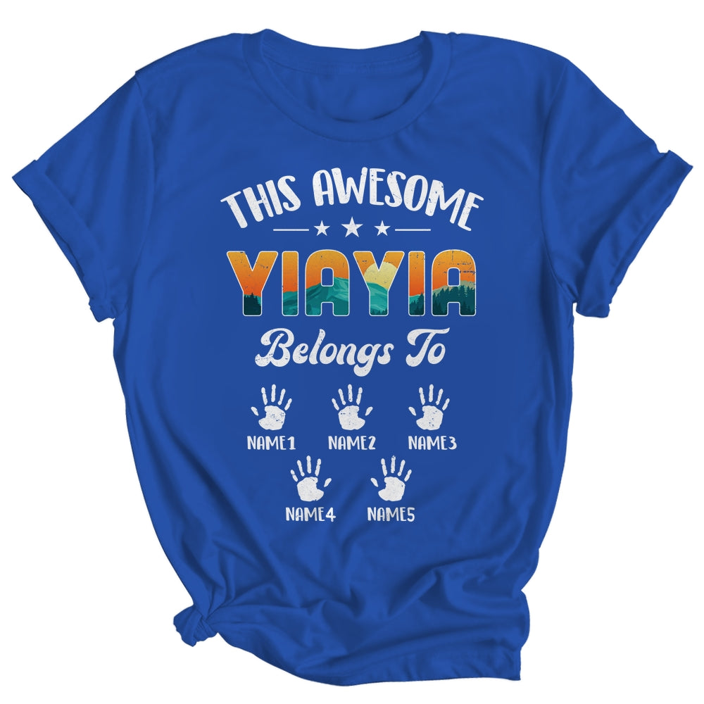 Personalized This Awesome Yiayia Belongs To Custom Kids Name Vintage Mothers Day Birthday Christmas Shirt & Tank Top | teecentury
