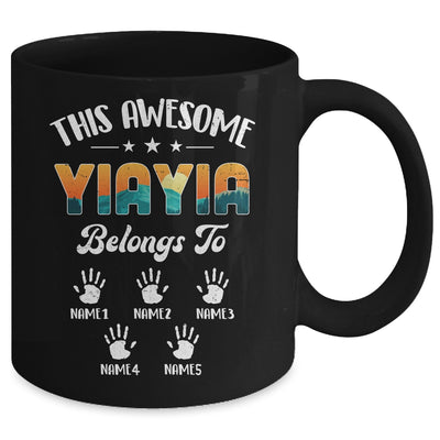 Personalized This Awesome Yiayia Belongs To Custom Kids Name Vintage Mothers Day Birthday Christmas Mug | teecentury