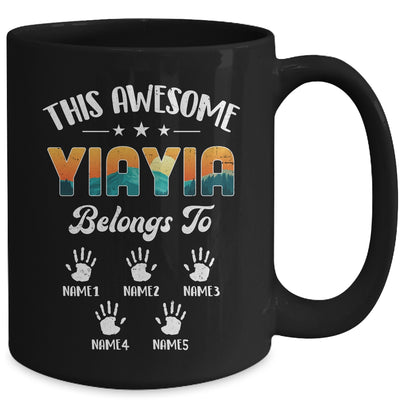 Personalized This Awesome Yiayia Belongs To Custom Kids Name Vintage Mothers Day Birthday Christmas Mug | teecentury