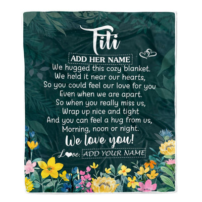 Personalized Titi Blanket From Niece Nephew Floral Green We Love You Titi Birthday Gifts Mothers Day Thanksgiving Christmas Customized Fleece Blanket | teecentury
