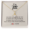Alluring Beauty Necklace 18K Yellow Gold Finish | Personalized Titi Necklace From Niece Nephew You're Always In My Heart Titi Birthday Mothers Day Christmas Jewelry Pendant Customized Gift Box Message Card | teecentury