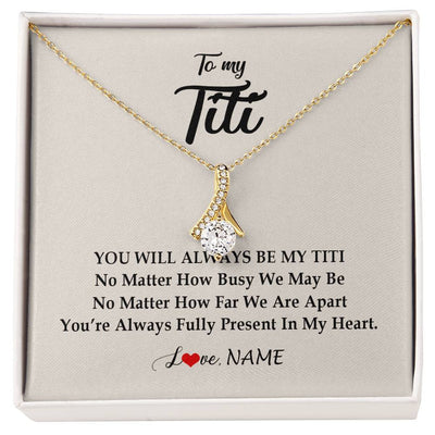 Alluring Beauty Necklace 18K Yellow Gold Finish | Personalized Titi Necklace From Niece Nephew You're Always In My Heart Titi Birthday Mothers Day Christmas Jewelry Pendant Customized Gift Box Message Card | teecentury