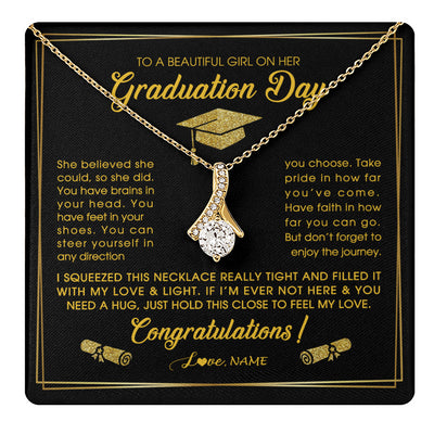 Alluring Beauty Necklace 18K Yellow Gold Finish | 1 | Personalized To A Beautiful Women On Her Graduation Day Necklace For Daughter Granddaughter Sister Bonus Daughter Jewelry Customized Gift Box Message Card | teecentury