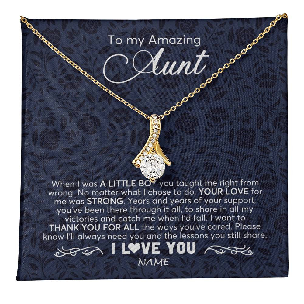Alluring Beauty Necklace 18K Yellow Gold Finish | 1 | Personalized To My Amazing Aunt Necklace From Nephew When I Was A Little Boy Aunt Birthday Mothers Day Christmas Jewelry Customized Gift Box Message Card | teecentury