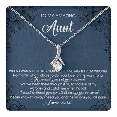 Alluring Beauty Necklace 14K White Gold Finish | 1 | Personalized To My Amazing Aunt Necklace From Nephew You Taught Me Right Mom Birthday Mothers Day Christmas Jewelry Customized Gift Box Message Card | teecentury.myshopify