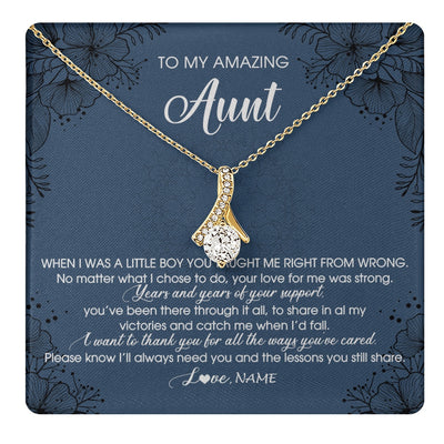 Alluring Beauty Necklace 18K Yellow Gold Finish | 1 | Personalized To My Amazing Aunt Necklace From Nephew You Taught Me Right Mom Birthday Mothers Day Christmas Jewelry Customized Gift Box Message Card | teecentury.myshopify
