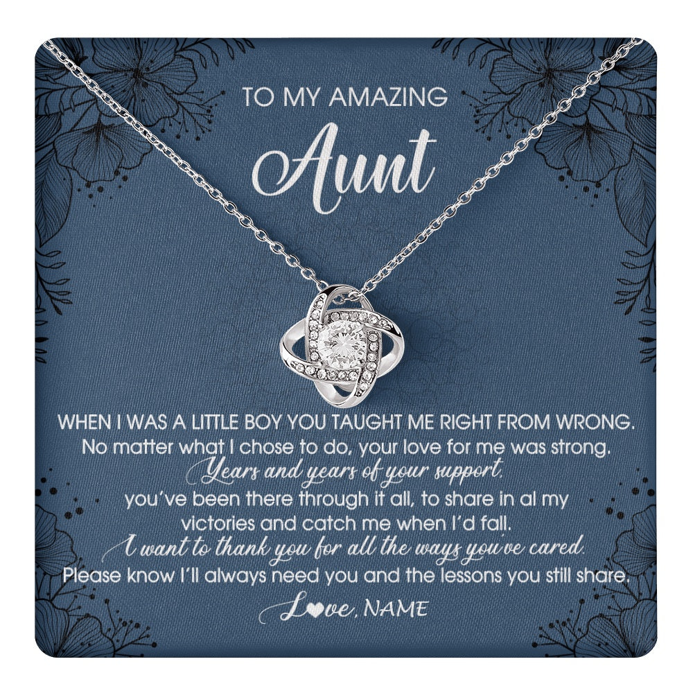 Love Knot Necklace 14K White Gold Finish | 1 | Personalized To My Amazing Aunt Necklace From Nephew You Taught Me Right Mom Birthday Mothers Day Christmas Jewelry Customized Gift Box Message Card | teecentury.myshopify