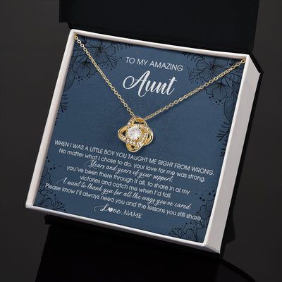 Love Knot Necklace 18K Yellow Gold Finish | 2 | Personalized To My Amazing Aunt Necklace From Nephew You Taught Me Right Mom Birthday Mothers Day Christmas Jewelry Customized Gift Box Message Card | teecentury.myshopify