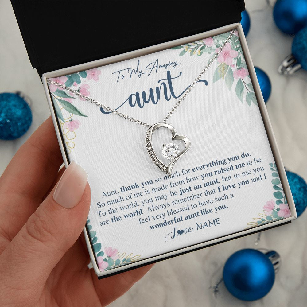 Forever Love Necklace | Personalized To My Amazing Aunt Necklace From Niece Nephew Thank You For Everything You Do Aunt Mothers Day Birthday Christmas Customized Gift Box Message Card | teecentury