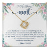 Love Knot Necklace 18K Yellow Gold Finish | 1 | Personalized To My Amazing Aunt Necklace From Niece Nephew Thank You For Everything You Do Aunt Mothers Day Birthday Christmas Customized Gift Box Message Card | teecentury