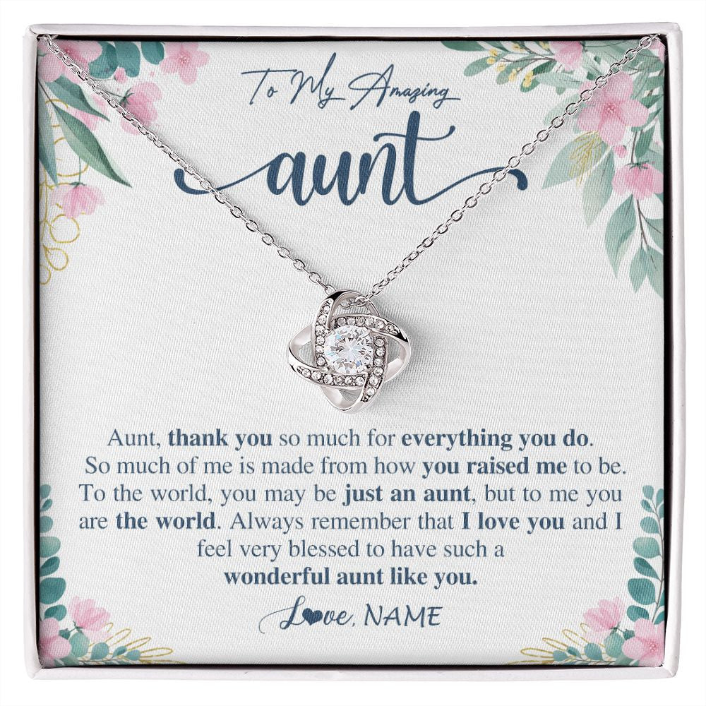 Love Knot Necklace | Personalized To My Amazing Aunt Necklace From Niece Nephew Thank You For Everything You Do Aunt Mothers Day Birthday Christmas Customized Gift Box Message Card | teecentury