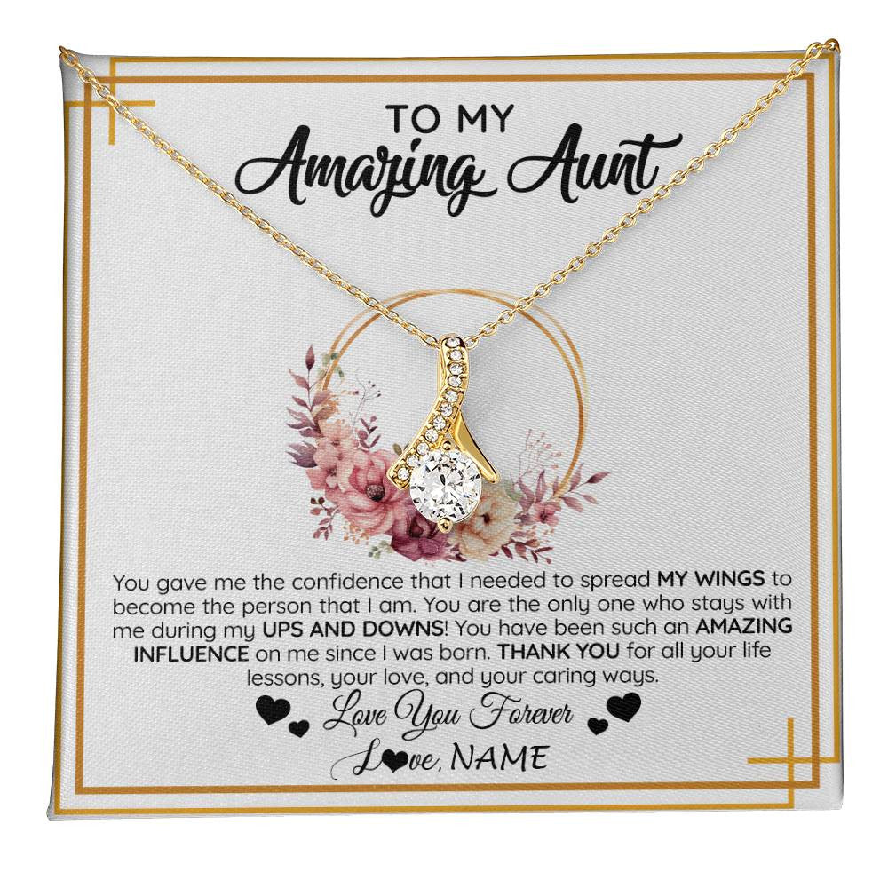 Alluring Beauty Necklace 18K Yellow Gold Finish | 1 | Personalized To My Amazing Aunt Necklace From Niece Nephew You Gave Me The Confidence Aunt Birthday Mothers Day Christmas Customized Gift Box Message Card | teecentury